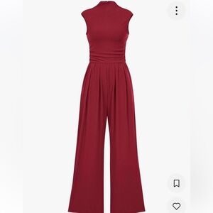 Red sleeveless jumpsuit with high neckline and mock neck Size XXL